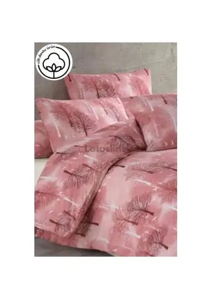 Lotusline Home Bordo Ağaç Desen Çift Kişilik Nevresim Takımı Yüksek Kalite ve Estetik İle Şık Yatak Odası Dekoru