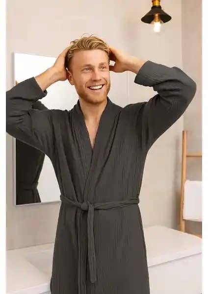 Lucy and Home 4 Kat Müslin Sabahlık Bornoz Kimono Kadın ve Erkek Unisex Tasarım