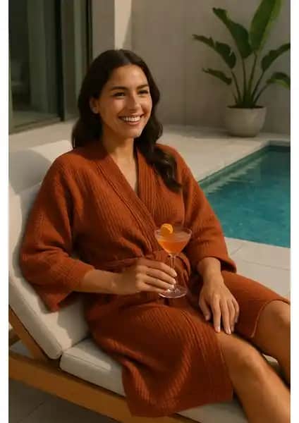 Lucy and Home Unisex 4 Kat Müslin Bornoz, Şık ve Dayanıklı Pamuklu Tasarım, Çevre Dostu Üretim