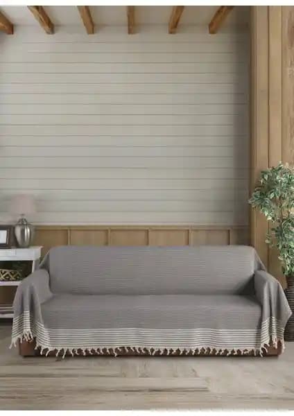 Lux Touch Organik Pamuk Sütlü Kahve Kanepe Örtüsü 180x300 cm Modern ve Dayanıklı Koruma
