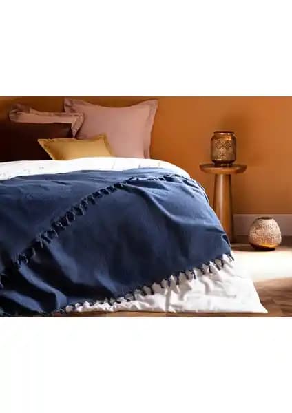 Madame Coco Alısya Lacivert Çift Kişilik Yatak Örtüsü Modern ve Şık Tasarımıyla Odalarınıza Zarif Dokunuş