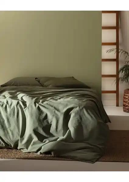 Madame Coco Linda Yıkamalı Gofre King Size Haki Nevresim Takımı - Modern ve Dayanıklı Yatak Dekoru