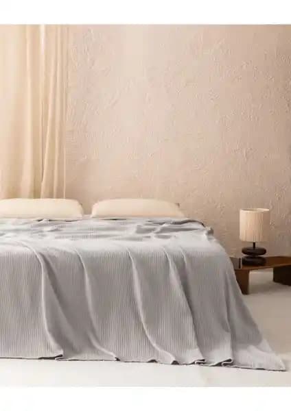 Madame Coco Madelyn Tek Kişilik Pamuk Yatak Örtüsü Açık Gri Modern ve Şık Tasarım