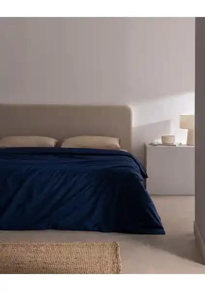 Madame Coco Manon King Size Pamuk Ranforce Düz Nevresim Lacivert Modern Tasarım ve Konfor