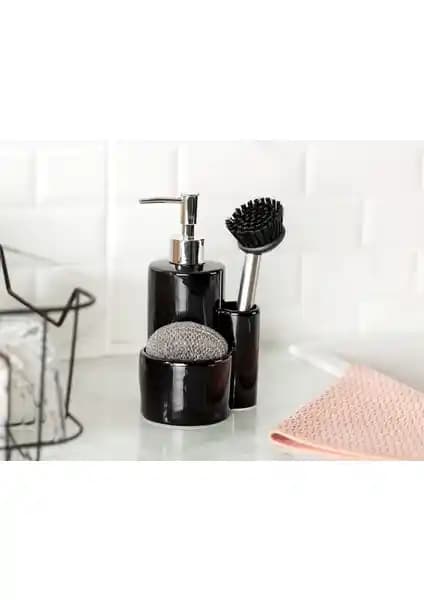 Madame Coco Trayer Seramik Fırçalı Sıvı Sabunluk Modern ve İşlevsel Tasarım