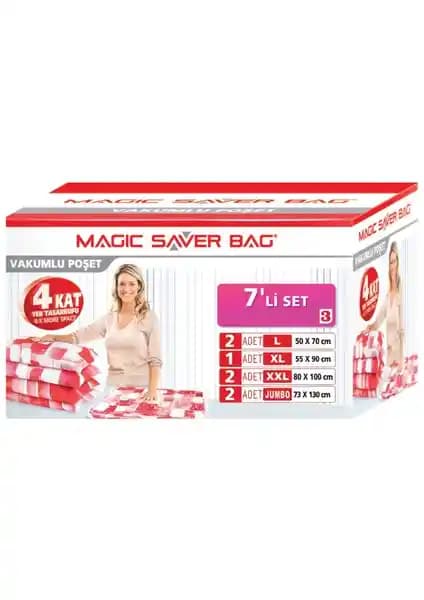Magic Saver Bag 7'li Saklama Poşeti Seti Gıda ve Mutfak Organizasyonu İçin Uygun
