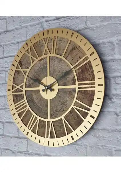 Markakanvas Eski Dünya Haritalı Duvar Saati: Dekoratif ve Fonksiyonel Tasarım