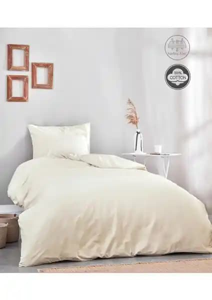 Medaillon Home Krem Pamuklu Tek Kişilik Nevresim Takımı: Konfor ve Şıklığın Birleşimi