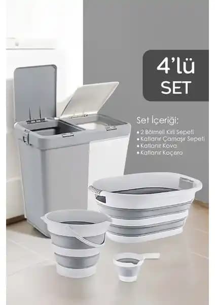 Meleni Home 4'lü Katlanır Çamaşır Sepeti Seti ile Pratik ve Fonksiyonel Ev Çözümleri