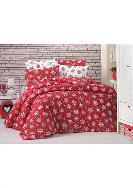 Mertim Yılbaşı Konseptli Kırmızı Nevresim Takımı Tek Kişilik Şık ve Dayanıklı Tasarım