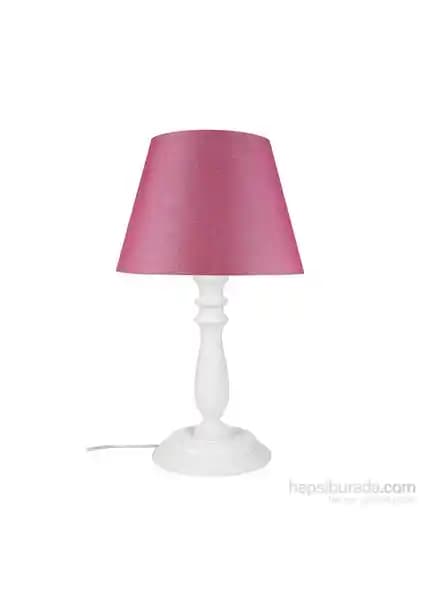 Modelight Piyon Abajur Beyaz Ayak ve Pembe Şapka Modern Dekorasyon İçin Uygun