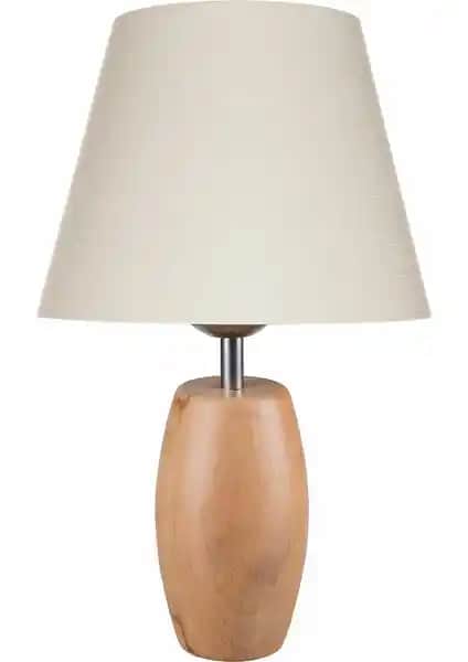 Modelight Top Abajur Kayın Ayak ve Krem Şapka ile Zarif ve Fonksiyonel Dekoratif Aydınlatma