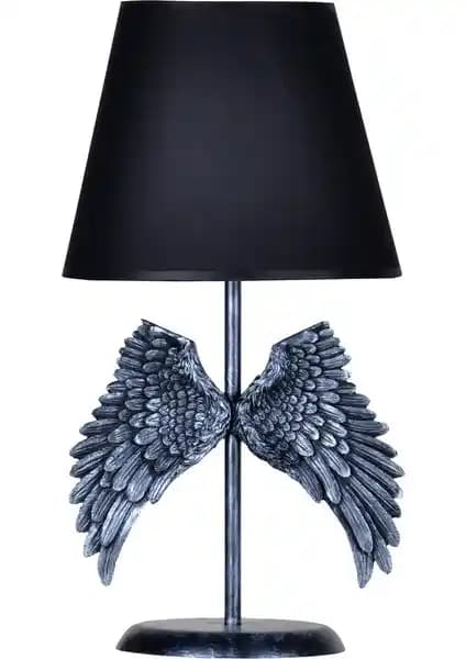 Modern Dizayn Melek Abajur Gümüş Siyah Estetik ve Fonksiyonel İç Mekân Aydınlatması