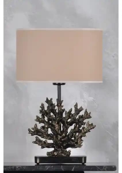 Modern Dizayn Mercan Abajur Gold Bej ile Evinize Şıklık Katın ve Atmosferinizi Yükseltin