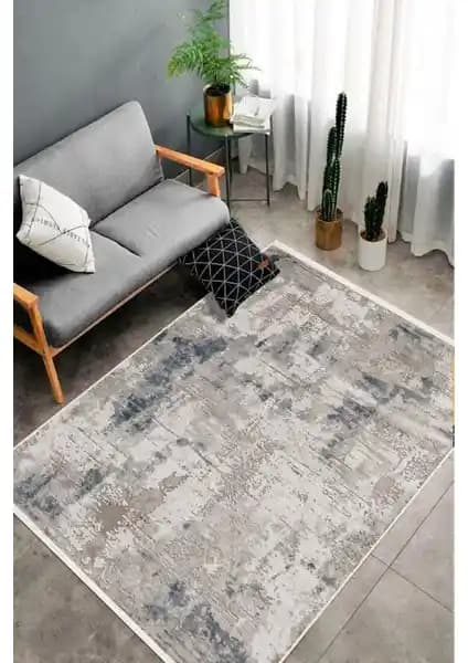 Modern Saraz Halı Mavi Dijital Baskı Yıkanabilir Kaymaz Taban Salon ve Mutfak İçin