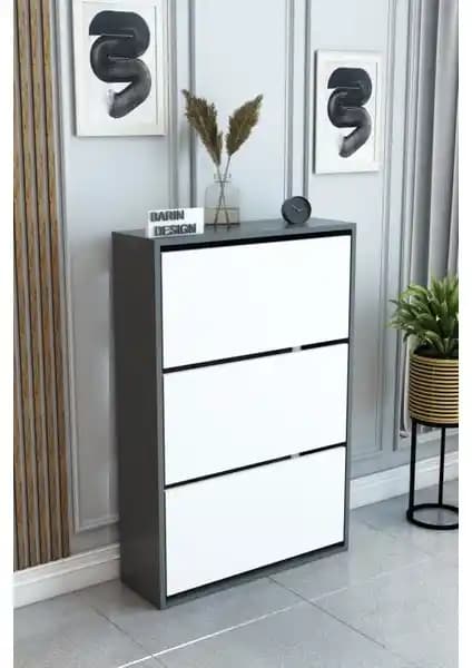 Modern ve Dayanıklı 3 Raflı Ayakkabılık Düşer Kapaklı Şık Tasarım