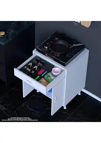 Modilayn BİRCE 60x87x48 cm Modern Set Üstü Ocak ve Tüp Bölmeli Mutfak Dolabı