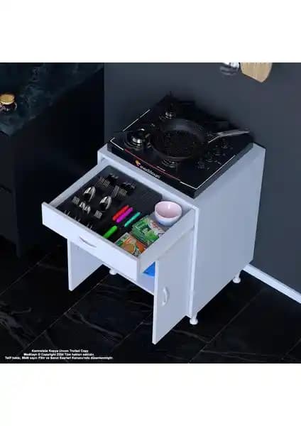 Modilayn BİRCE 60x87x48 cm Modern Set Üstü Ocak ve Tüp Bölmeli Mutfak Dolabı