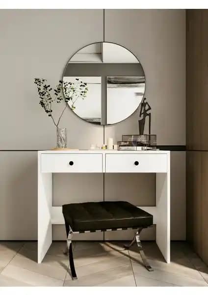 Montenero Parlak Beyaz Makyaj Masası Modern Tasarımı ve Fonksiyonelliğiyle Öne Çıkıyor