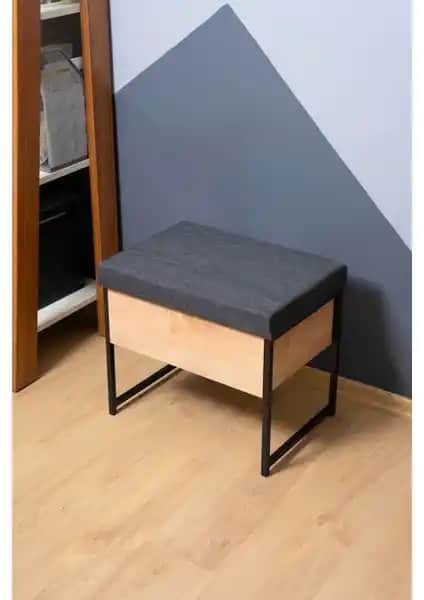 Mudesa Metal Ahşap Sandıklı Puf ile Şık ve Fonksiyonel Ev Dekorasyonu Çözümü