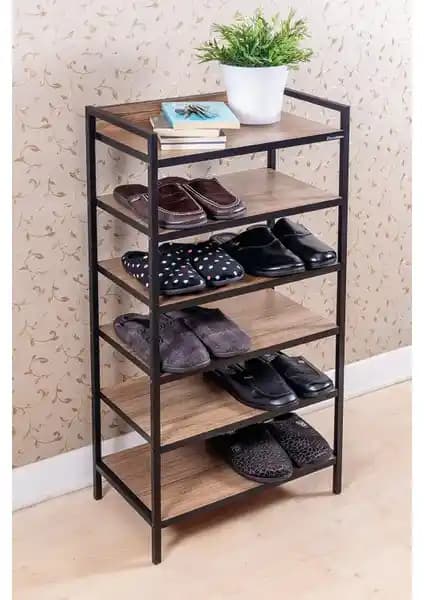 Mudesa Metal ve Ahşap Çok Amaçlı Raflı Ayakkabılık Modern Tasarım ve Dayanıklı Malzeme ile