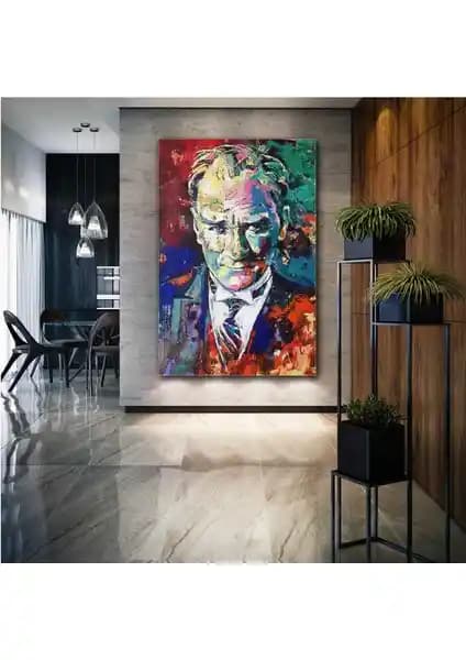 Mustafa Kemal Atatürk Portresi Yağlı Boya Efektli Kanvas Tablo – Dekoratif Sanat Eseri