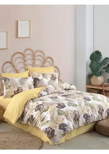 My Story Monstera Çiçek Desenli Çift Kişilik Nevresim Takımı 200x220 cm