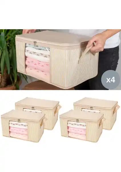 Nacarev Çizgi Desenli Küçük Boy Hurç Seti Dolap ve Bavul İçin Pratik Organizer