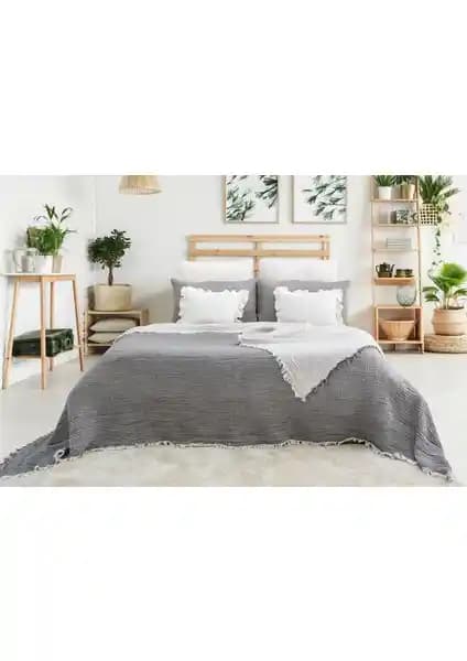 Natural Meet Maya Çift Taraflı Çift Kişilik Müslin Yatak Örtüsü Doğal Pamuk Sağlıklı Kullanım