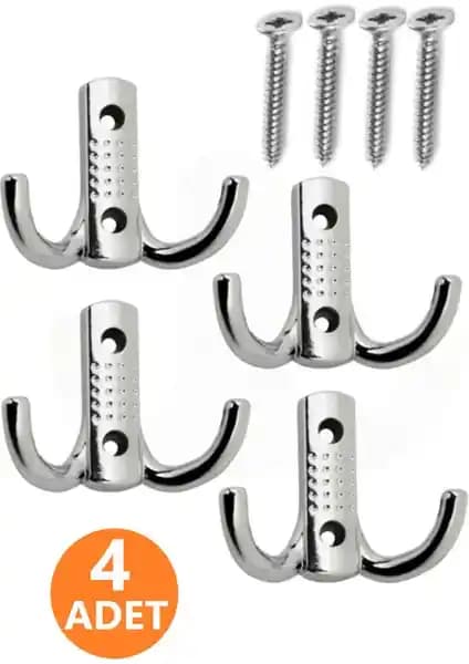 Nobel 4 Adet Krom Metal Askılık Seti Dayanıklı ve Estetik Depolama Çözümü