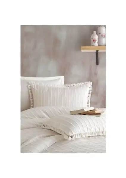 Nordqueen Estina Pamuk Çift Kişilik Püsküllü Nevresim Seti, Yüksek Kaliteli ve Şık Tasarım