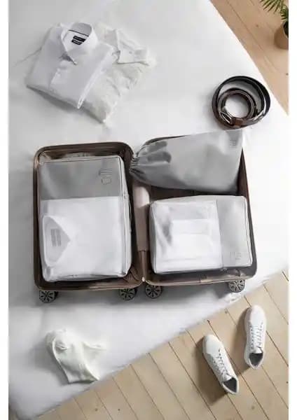 Ocean Home Textile 3'lü Gri Valiz Düzenleyici Seti Seyahat ve Ev Kullanımı İçin Pratik Çözüm