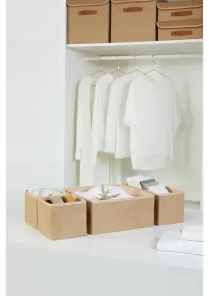 Ocean Home Textile Jüt Çocuk Odası ve Ofis İçin Şık Düzenleyici Seti 4 Boyutlu Organizerler