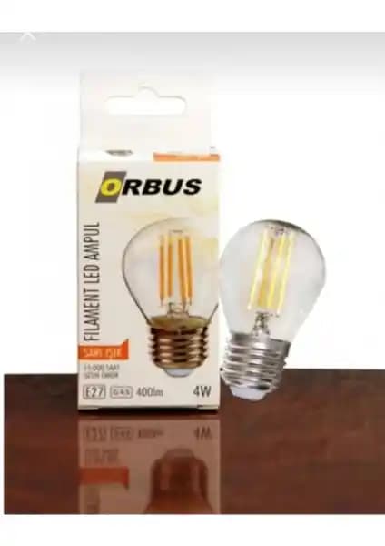 Orbus G45 4W Sarı Işık Rustik LED Ampul E27 Duy Şeffaf Dekoratif Aydınlatma