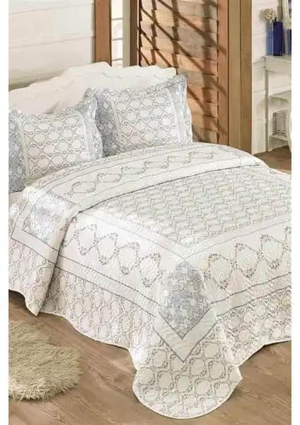 Örtüm Lisa Çift Kişilik Kapitone Yatak Örtüsü Takımı Mavi Modern Tasarım ve Dayanıklılık