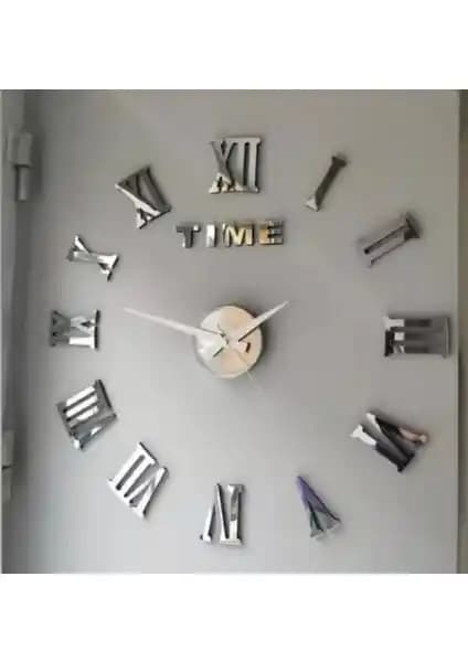 Otantik 3D Romen Rakamlı Aynalı Büyük Boy Duvar Saati G5R-T02 Dekorasyon İçin İdeal Tercih