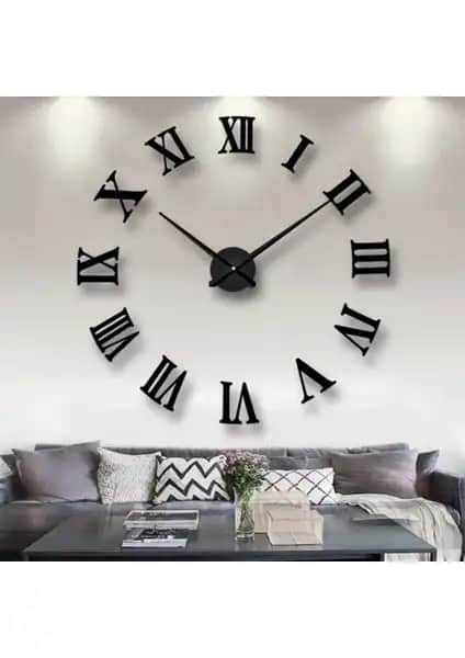 Otantik Ahşap 3D Roma Rakamlı Duvar Saati Siyah - Şık ve Çok Fonksiyonlu Tasarım