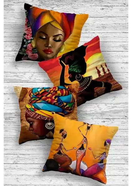 Otto Home Collection Özel Tasarım Dekoratif 4'lü Kırlent Kılıfı Ev Dekorasyonuna Şıklık Katar