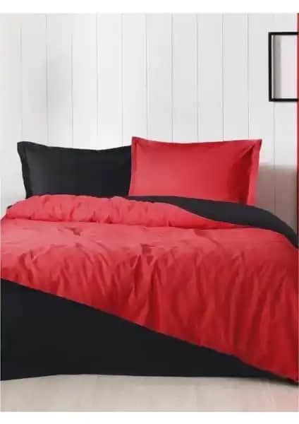 Özdilek Colormix Düz Tek Kişilik Nevresim Takımı Kırmızı Siyah Modern ve Konforlu Tasarım