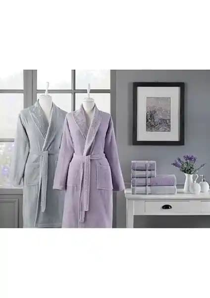 Özdilek Dory Lila Gri Aile Seti 6 Parça Rahatlık ve Şıklık Sunan Ev Tekstili Ürünü