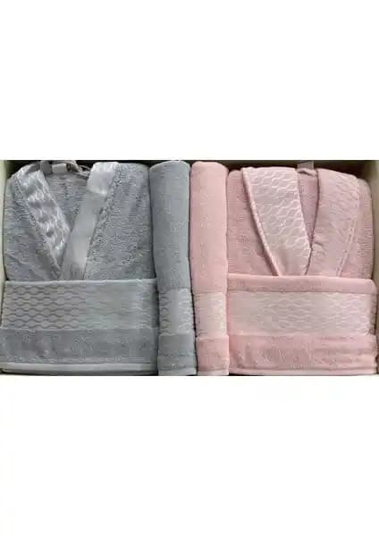 Özdilek Elissa Aile Bornoz Seti Gri Pudra - Konfor ve Şıklık Sunan Pamuklu Tasarım