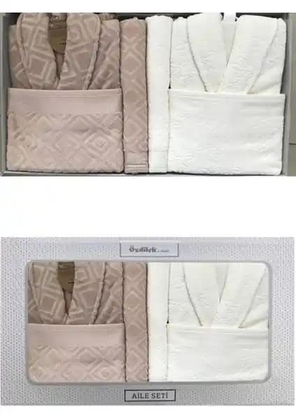 Özdilek Pastoral Krem Bej Aile Bornoz Seti 1505 Konfor ve Şıklık Sunar