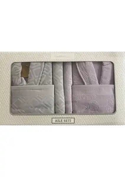 Özdilek Pastoral Lila Gri Aile Banyo Seti: Yüksek Kalite ve Konfor Sunan 6 Parça Paket