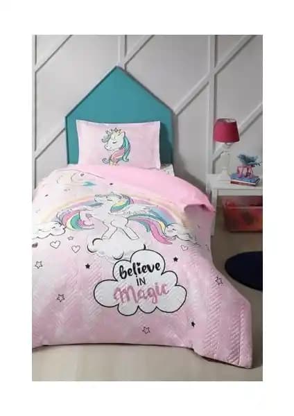 Özdilek Unicorn Pembe Kapitone Dört Mevsim Tek Kişilik Uyku Seti 180x230 cm