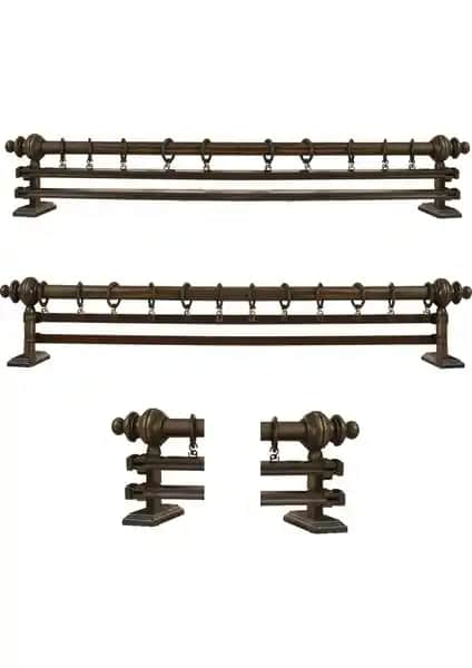 Perdejim Ceviz Çift Raylı Ahşap Rustik Perde Askısı: Estetik ve Dayanıklı Tasarım