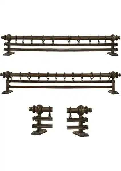 Perdejim Ceviz Çift Raylı Ahşap Rustik Perde Askısı: Estetik ve Dayanıklı Tasarım