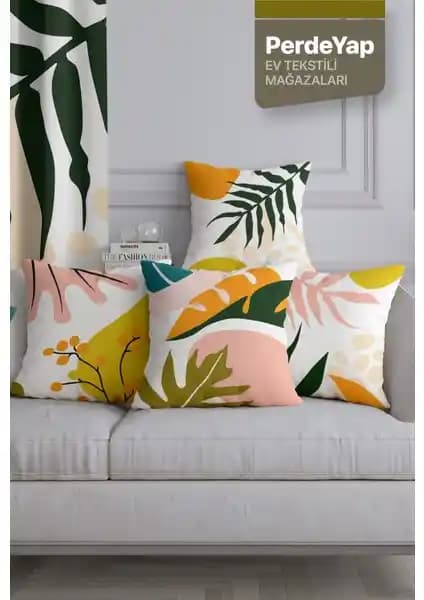PerdeYap Tropikal Orman Çiçekleri Desenli Kırlent Kılıfı Modern ve Dayanıklı Ev Dekorasyonu İçin