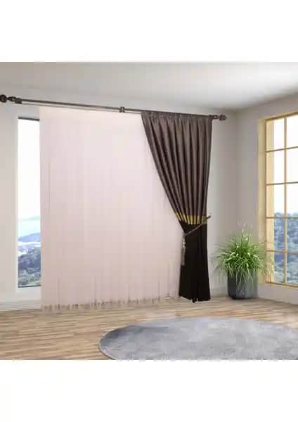 Perhal Etek İşlemeli Grek Gri Renk Tül Perde Ev Dekorasyonunda Zarafet ve Fonksiyonellik