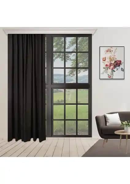 Perhal Tek Kanat Siyah Renk Ada Pilesiz Fon Perde Modern ve Dayanıklı Tasarım
