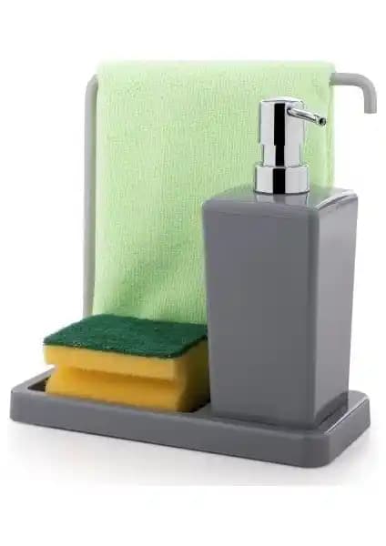 Primanova Luna Askılı Mutfak Sıvı Sabunluk Gri Estetik ve Fonksiyonel Tasarım